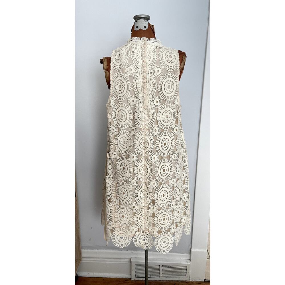 Free People Sz 10 Selma Lace Crochet Shift Dress Mini Boho Festival Prairie - Picture 3 of 16